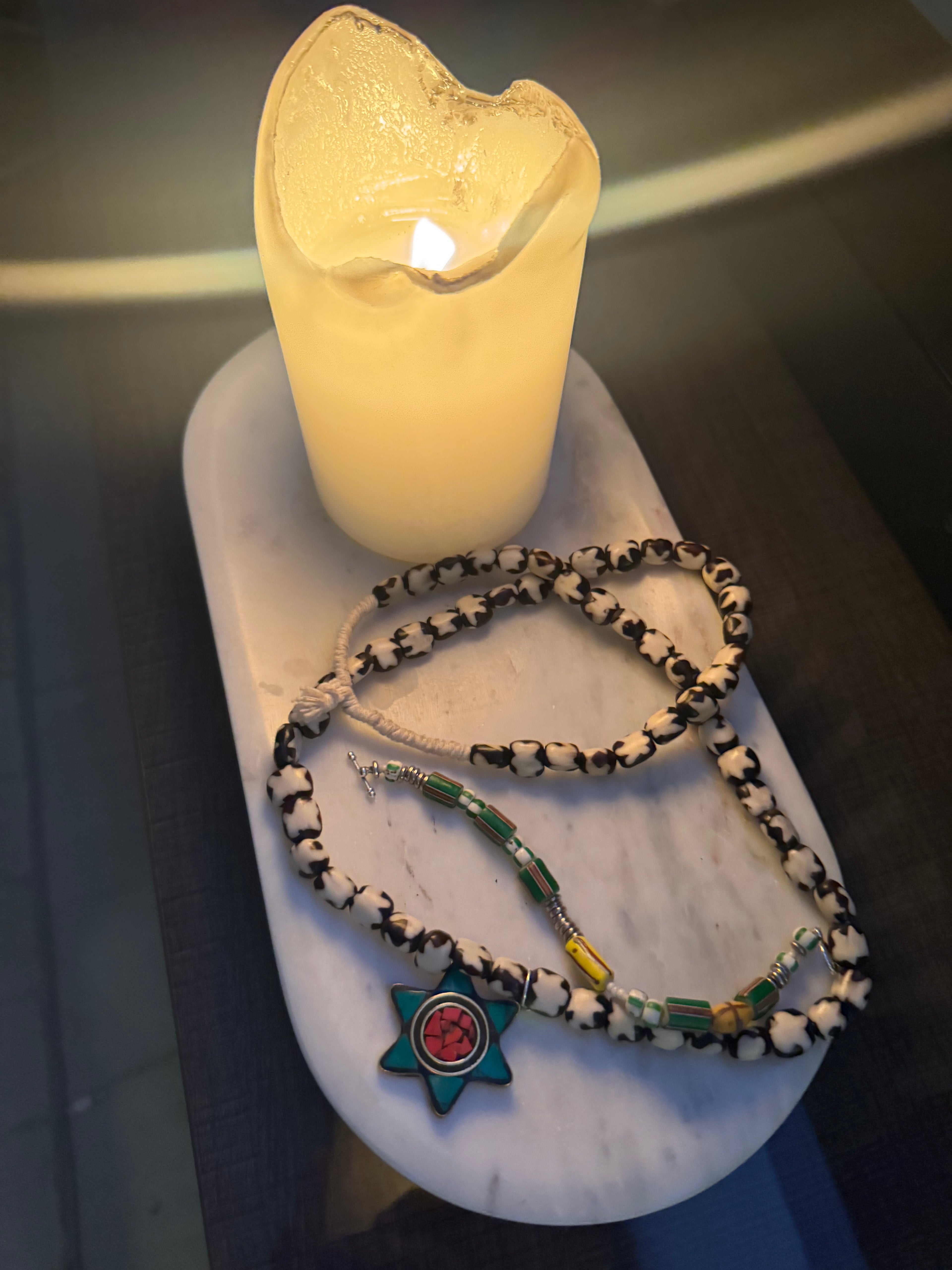 Star of David Cow Bone Terra Necklace