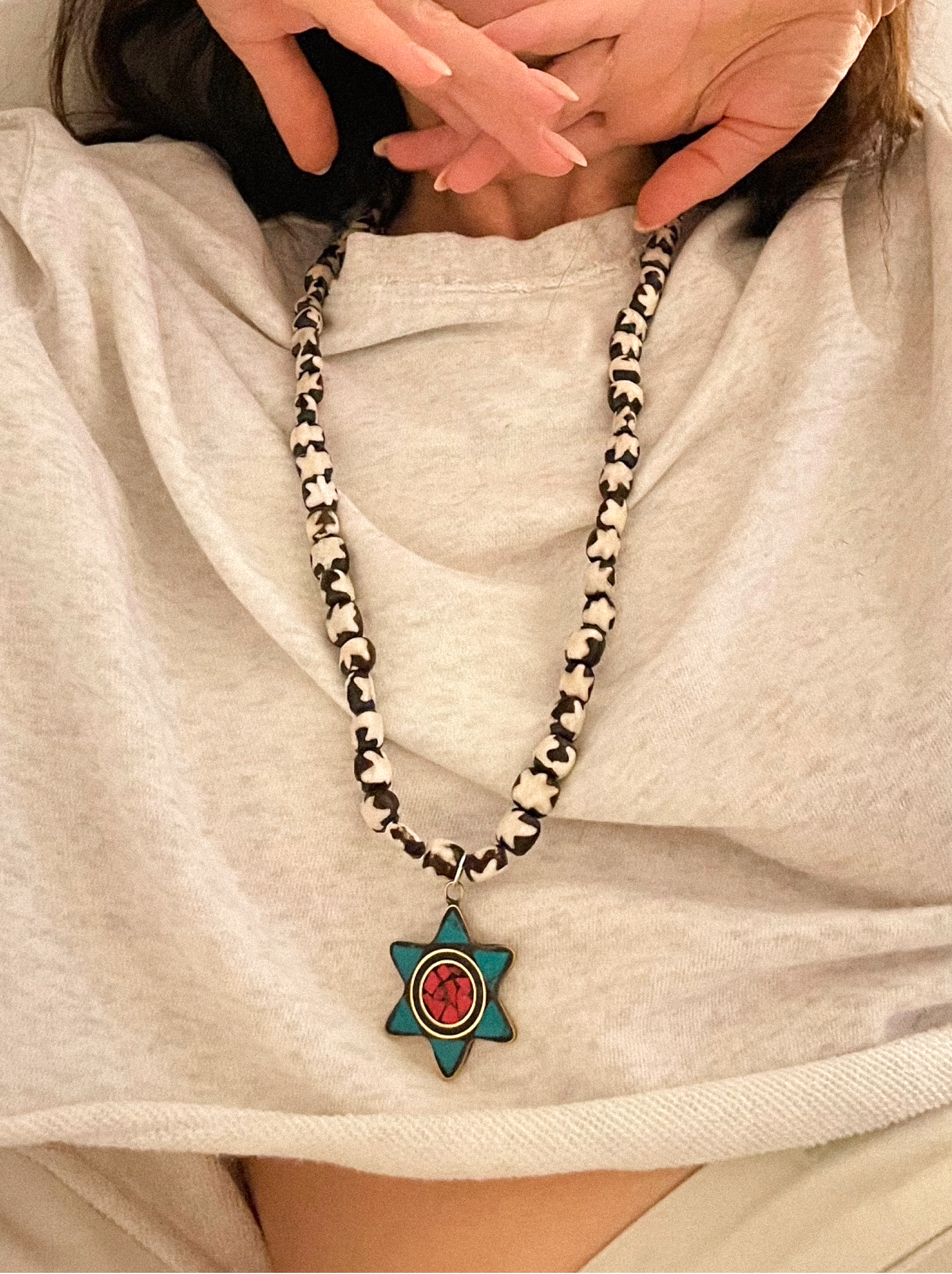 Star of David Cow Bone Terra Necklace